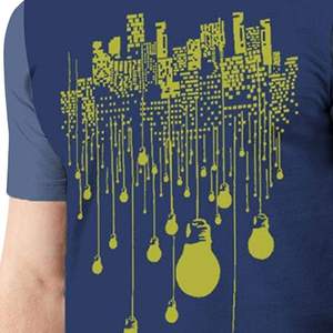 T-shirt en coton pour homme de qualité supérieure OEM, manches courtes, imprimé avec une ampoule de ville, vêtement décontracté, col rond, coupe régulière - Product Image 6