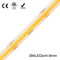 Tira de LED COB sin Puntos de 384 LED/m, 24V, 8mm de Ancho, Flexible, Lineal, CRI 90+, Regulable, para Espejos, Gabinetes y Decoración de Oficinas