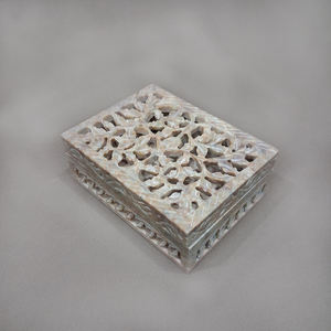 Caja de Joyería Tallada en Piedra Jabonosa Natural Hecha en India, Elegante y Lujosa, Regalo de Boda, Organizador de Almacenamiento, Mejor Precio de Fábrica - Product Image 1