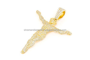 Custom Iced 10K <b>Solid</b> Gold Peace Minimalist Jesus Crucifix Brilliant Cut Lab Grown Diamond Pendant Charm <b>Necklace</b> Christian - Product Image 5