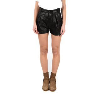 Short en cuir de vachette véritable pour femme, 100% haute qualité, sur mesure, avec fermeture à boutons sur le devant et poche avant. - Product Image 1