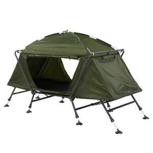 Tente de camping pliable verte 84,6*34,5*49,2 pouces avec lit intégré, double et luxueuse, pour 4 à 6 personnes, pour le camping familial en plein air - Product Image 6