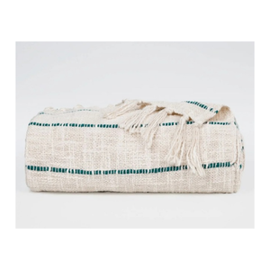 Striped Woven Cotton Battilo Chenille <b>Throw</b> With Tassels Rectangular Bohemian Home Decor All Season Breathable Textured Blanket - Product Image 2