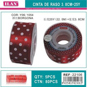 Nastro in Raso Ilan 3,8 Cm X 25 Iarde Bordeaux a Pois per Decorazioni e Regali - Product Image 3