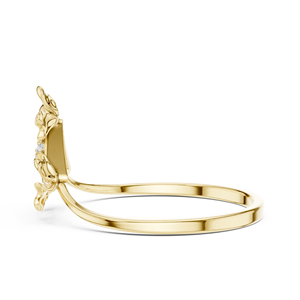 Anillo triangular minimalista de oro amarillo macizo de 14k con diamante de talla redonda para mujer, para compromiso, aniversario, boda - Product Image 2