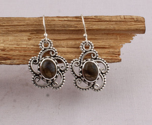 Natural Labradorite Earrings 925 Sterling Silver Blue <b>Flash</b> Gemstone Jewelry Supplier Wholesale Oval Labradorite Drop Earrings - Product Image 1
