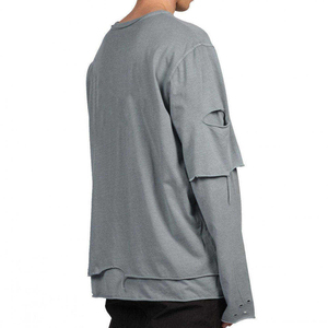 T-shirt à manches longues personnalisé effet vieilli, look tendance premium, qualité supérieure, tissu 100% coton, style décontracté streetwear, unisexe - Product Image 5
