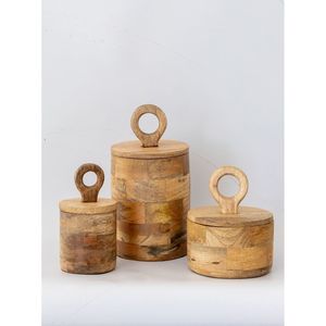 Handmade Mango Wood Enamel Printed <b>Jar</b> Natural Wooden Container <b>for</b> <b>Kitchen</b> Organization and <b>Storage</b> - Product Image 6