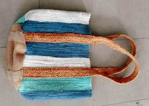 Wholesale Braided Jute Beach <b>Bags</b> with Multicolour Cotton Chindi Handles and Custom Designs best for shopping and party <b>bags</b> use - Product Image 6