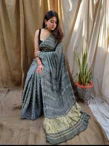 Elegante Saree de Seda con Estampado Bandhani |   Diseño Colorido Tie-Dye |   Ropa Étnica India para Fiestas |   Protección Solar de Secado Rápido |   Casual para Festivales - Product Image 3