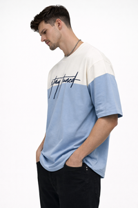 เสื้อยืดพิมพ์ลายกราฟิกสำหรับผู้ชาย สไตล์ลำลอง ทรงโอเวอร์ไซส์ ผ้าคอตตอนผสม แขนครึ่ง สีบล็อค สตรีทแวร์ คอกลม - Product Image 2