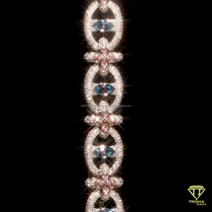 Handcrafted Pink Flower Tennis <b>Bracelet</b> Featuring Premium Lab Grown Diamonds And Fine Jewelry Appeal - Product Image 4