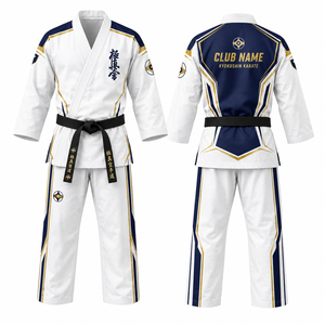 MEGAMAPLE Kyokushin Karate Gi en coton, col en V, manches longues, broderie par transfert thermique, respirant, unisexe adulte, MEGAMAPLE Club - Product Image 1
