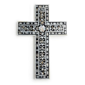 Croix murale catholique MOP rouge pour la décoration de la maison meilleur prix croix chrétiennes avec incrustation de nacre - Product Image 3