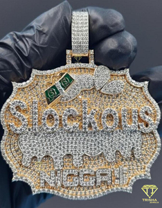 Colgante Personalizado con Nombre, Chapado en Oro y Blanco, con Diamantes de Moissanita VVS, Plata de Ley 925, Estilo Hip Hop - Product Image 3