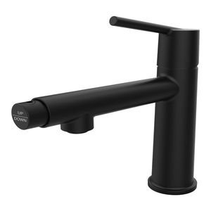 Rubinetto da Bagno Nero Opaco Monocomando a 1 o 3 Fori, Montaggio su Piano, per Lavanderia e Vanità, Modalità di Flusso a Due in Uno - Product Image 1