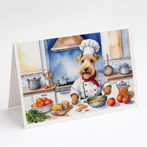 Lakeland Terrier the Chef Whimsical A7 Tarjetas de felicitación Paquete de 8 tarjetas de notas en blanco con sobres Tamaño 5x7 - Product Image 1