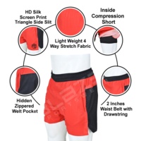 Shorts de sport pour homme 2-en-1 rouge et noir, imperméables, à séchage rapide, avec poches, taille élastique, mi-longs, pour l'entraînement et la course à pied