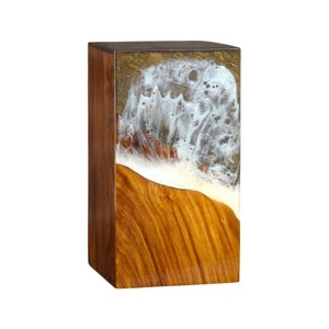 Rosewood Cremation Urn with Resin Ocean Wave - Remembrance <b>Keepsake</b> handmade urn <b>box</b> - Product Image 1