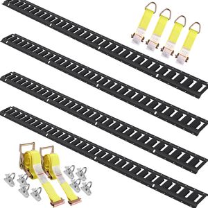 Set di 18 Pezzi E-Tracks con 4 Binari in Acciaio, 8 Ancoraggi a O-Ring, 4 Fissaggi con Anello a D, Kit Binari per Fissaggio - Product Image 1