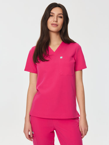 Hauts de blouse en polyester tricoté à manches courtes et col en V sur mesure pour femmes, uniformes médicaux d'hôpital avec poches pour médecins et infirmières - Product Image 2