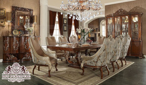 Juego de Comedor de Madera de Teca Tallada a Mano de Lujo para 6 Personas, Muebles de Comedor Modernos con Color Personalizado para el Hogar - Product Image 4