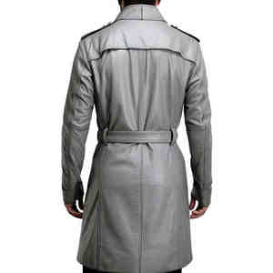 Manteau long pour homme en cuir d'agneau véritable de qualité supérieure, style trench, pour l'hiver, avec détails boutonnés, épais et chaud, décontracté et professionnel - Product Image 3