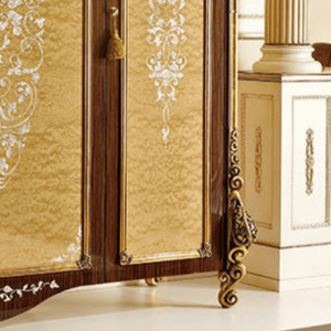 Armoire antique européenne élégante en bois d'acajou avec cadre en noyer et panneau décoratif doré, mobilier de chambre de luxe pour villa et hôtel - Product Image 6