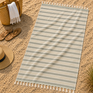 Serviette de plage Fouta super absorbante et à séchage rapide, personnalisée, à rayures teintes, serviette turque Fouta à prix compétitif en Inde - Product Image 1