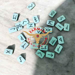 Ensemble de lettres runiques en os de buffle, artisanal, écologique, de petite taille, symboles naturels gravés pour la divination, au meilleur prix - Product Image 2