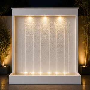 Fuente de Agua Rectangular de Piedra Blanca Premium Hecha a Mano con Luces LED |   Moderna Fuente de Agua Decorativa de Interior para Mesa - Product Image 5