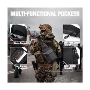 Sac bandoulière antivol en nylon avec sangle arquée pour la chasse, pour hommes, noir - Product Image 6