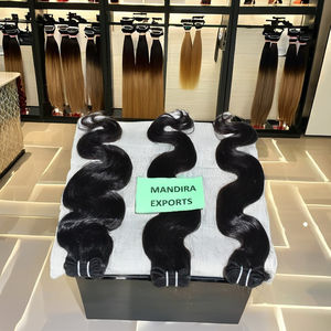 Proveedor de tejido virgen crudo alineado con cutícula, paquetes negros de ondas corporales rizadas de color negro, extensiones de cabello humano de templo indio - Product Image 2