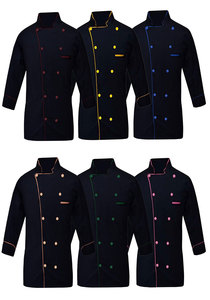 Handmade Embroidered Black Unisex Chef Coat Long Sleeve Polyester Culinary Jacket for Hotel and Home <b>Kitchen</b> Wear - Product Image 5