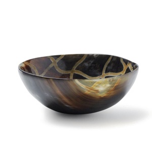 Nouveau Bol de Service en Corne Écologique, Design Minimaliste Moderne pour Fêtes, Tonations Brunes Polies, Léger (0,4 kg), Bol Alimentaire Décoratif - Product Image 1