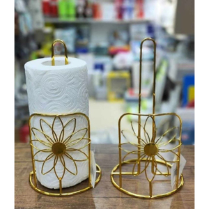Soporte moderno para toallas de papel de cocina estilo granja con mango de madera y base pesada, dispensador de rollos de metal negro. - Product Image 4