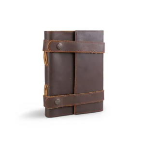 Handmade Vintage Dark Brown Leather Journal 7x5 Double Strap Closure Thermal Binding Notebook 120 Unlined Cream <b>Pages</b> Gift - Product Image 5