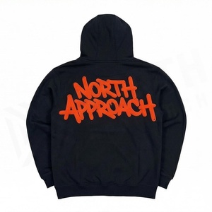 Sudadera con Capucha Oversize para Hombre North Approach, Negra con Logo Naranja, Estilo Urbano, Bolsillo Frontal, Corte Regular, Ropa de Otoño - Product Image 2