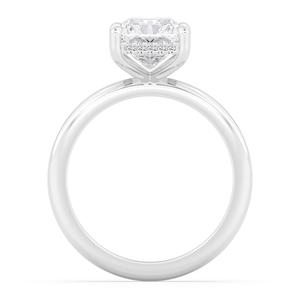 Anillo de compromiso de oro rosa de 10k con diamante cultivado en laboratorio, corte redondo, solitario, halo oculto, piedras laterales, alta joyería, elegante, femenino, atemporal. - Product Image 2