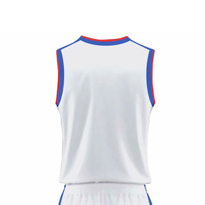 Ensemble de maillots de basket personnalisés sublimés blancs à col en V sans manches, respirants et anti-humidité, 100 % polyester, unisexe adulte, athlétique - Product Image 5