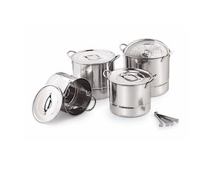 Heavy Duty Stainless Steel Multi-Purpose Cookware Set Stock Pot With Lids Gas Cooker Compatible <b>Steamer</b> Inserts Premium Metal - Product Image 2