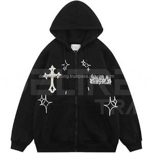 Sudadera de Forro Polar Casual de Invierno para Hombre, de Algodón, Poliéster y Elastano, con Cremallera Completa para la Capucha, de Alta Calidad, Sólida, Transpirable y Lisa - Product Image 1