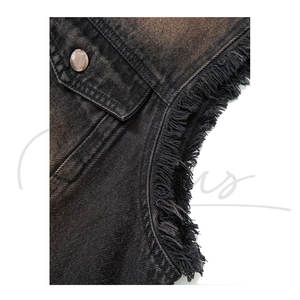 เสื้อแจ็คเก็ตยีนส์แขนกุดสำหรับผู้ชาย ทรงสลิมฟิต สไตล์วินเทจ ลำลอง ขาดๆ เซอร์ๆ สำหรับฤดูร้อน - Product Image 4