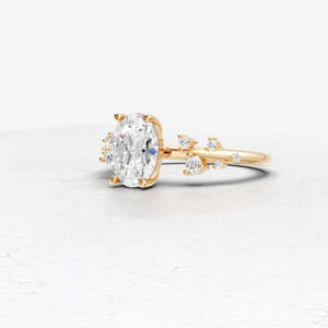 Nuevo Anillo de Compromiso Ovalado de Oro Sólido de 14K con Diamantes Cultivados en Laboratorio, Anillo Delicado para Regalo de Aniversario para Mujer, 2026 - Product Image 2