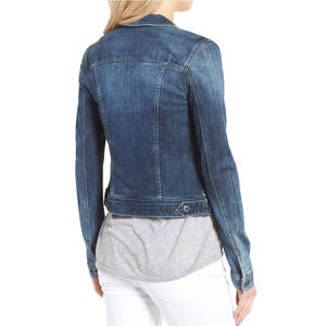 Chaqueta vaquera de mezclilla para mujer OEM, estilo gótico, lavada, con cinturón, informal, para otoño, con botones, corte regular. - Product Image 3