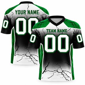 Camiseta de Fútbol Personalizada Sublimada 100% Poliéster con Cuello en V, Estampado Gráfico Agrietado Degradado, Uniformes de Equipo para Hombre, Transpirable, Manga Corta - Product Image 3