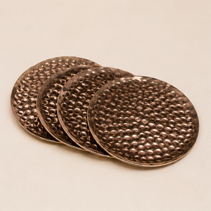 Wholesale Set Of 4 Hand-Hammered Pure Copper <b>Coasters</b> Artisan Crafted Metal Tabletop Protector <b>For</b> Moscow Mule Mugs Coffee Mats - Product Image 5