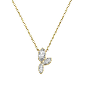 Collar con Colgante de Tres Hojas con Diamante Cultivado en Laboratorio con Corte Marquise Étnico para Mujer, Chapado en Rodio, Oro de 10K, 14K, 18K, Plata 925, 935 - Product Image 2