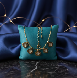 Collier élégant en pierre ronde blanche 12MM, collier statement en argent sterling 925 plaqué or 18 carats, bijoux de mariage - Product Image 2