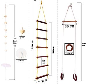 Escalera de Madera Woodensure con Anillas de Cuerda, Equipo de Juego para Niños al Aire Libre, Diseño Duradero - Product Image 1